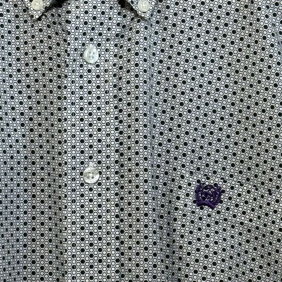 Cinch Long Sleeve Buttondown Western Shirt Mens SZ XXL  Blue White Hexagon Print - Picture 10 of 16